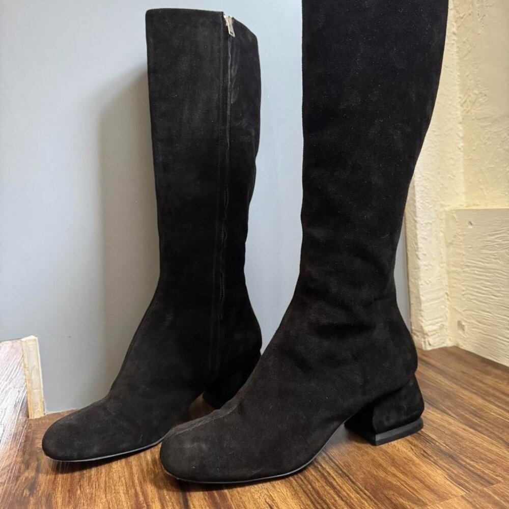 Marni‎ Black Suede and Leather Knee high boots  heel size 41/US 11